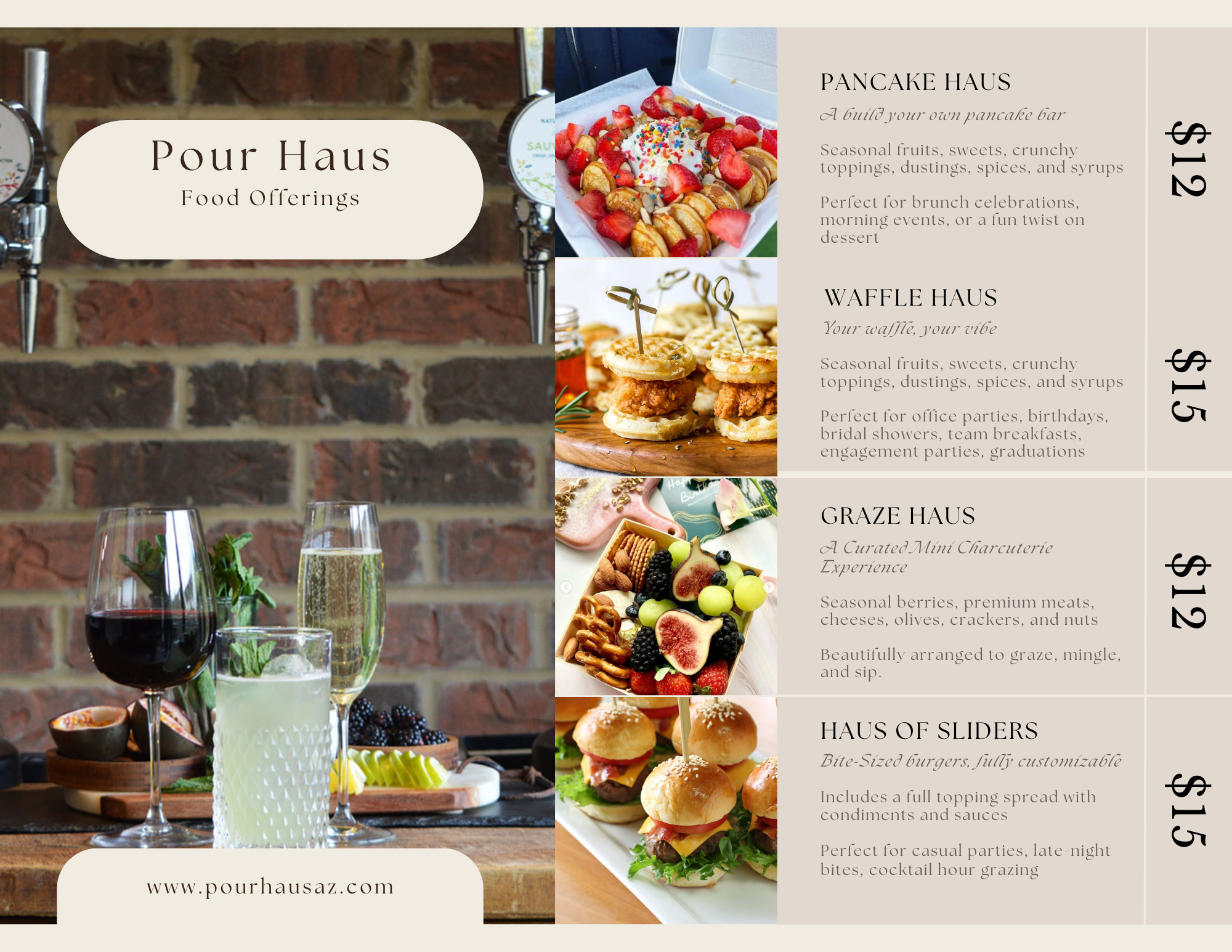 Pour Haus Food Offerings Menu